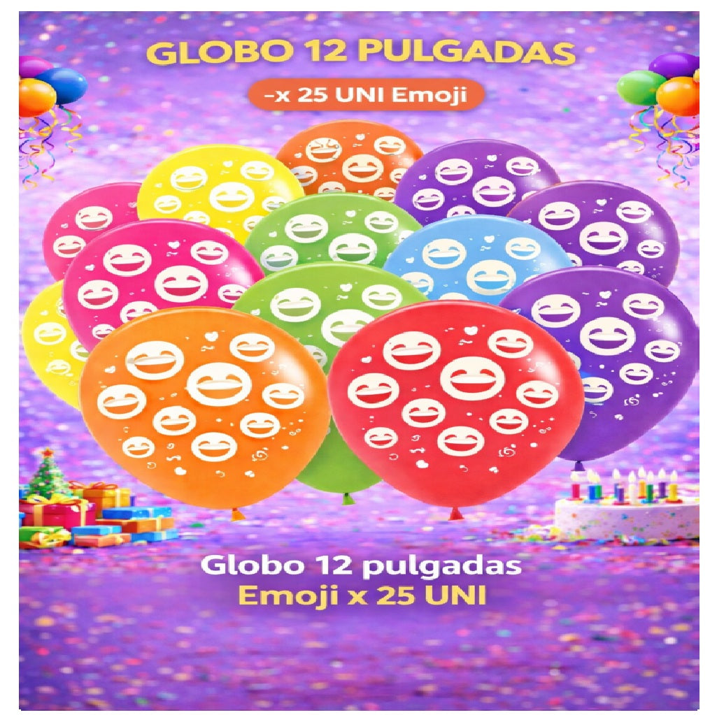 Globos 12" Colores Sólidos Impresos x 25 Und - Decoración Cumpleaños y Fiesta