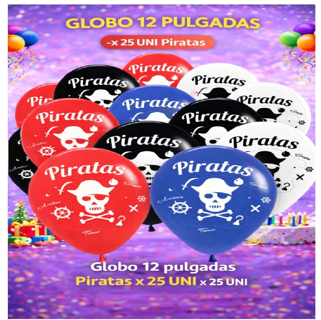 Globos 12" Colores Sólidos Impresos x 25 Und - Decoración Cumpleaños y Fiesta
