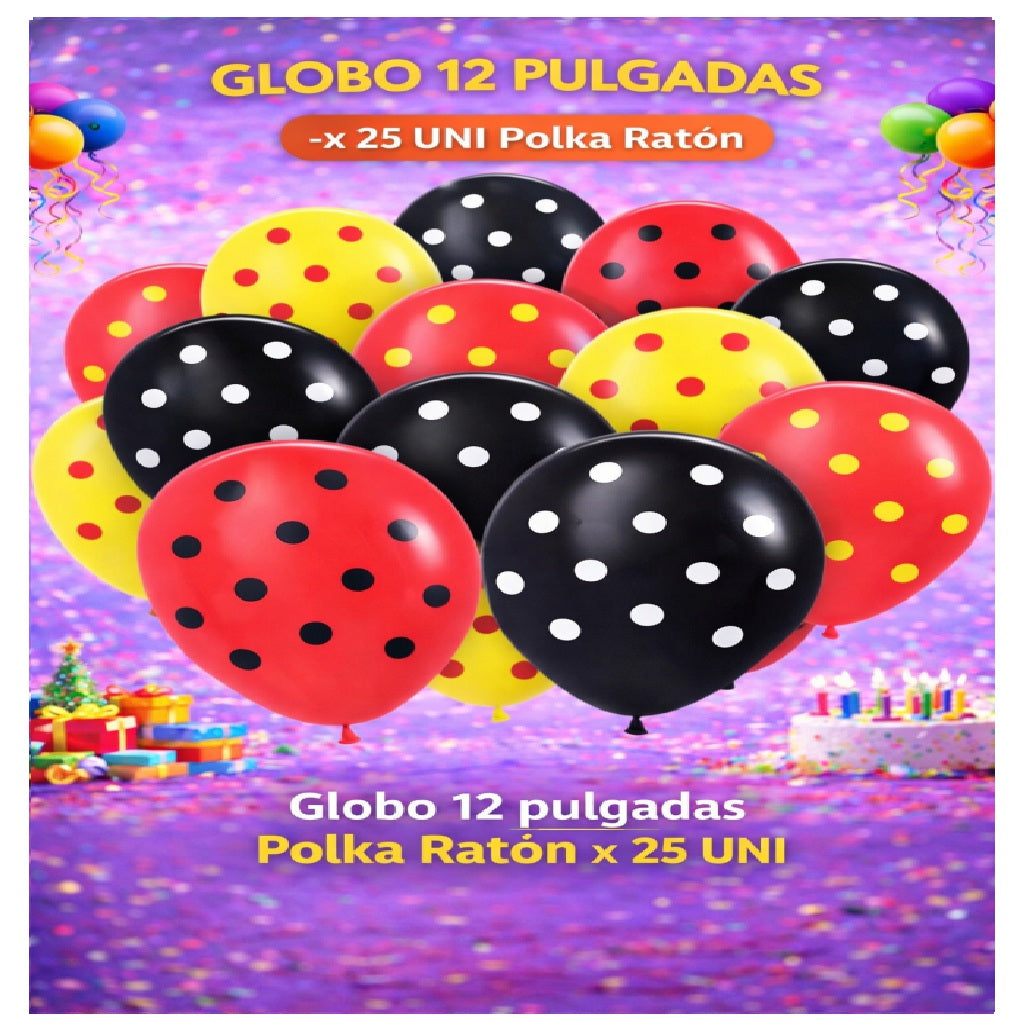 Globos 12" Colores Sólidos Impresos x 25 Und - Decoración Cumpleaños y Fiesta