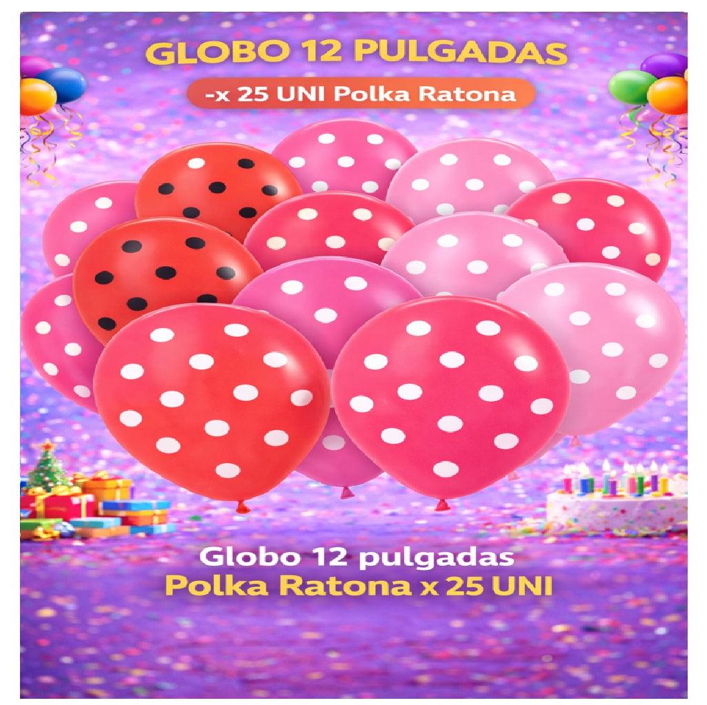 Globos 12" Colores Sólidos Impresos x 25 Und - Decoración Cumpleaños y Fiesta