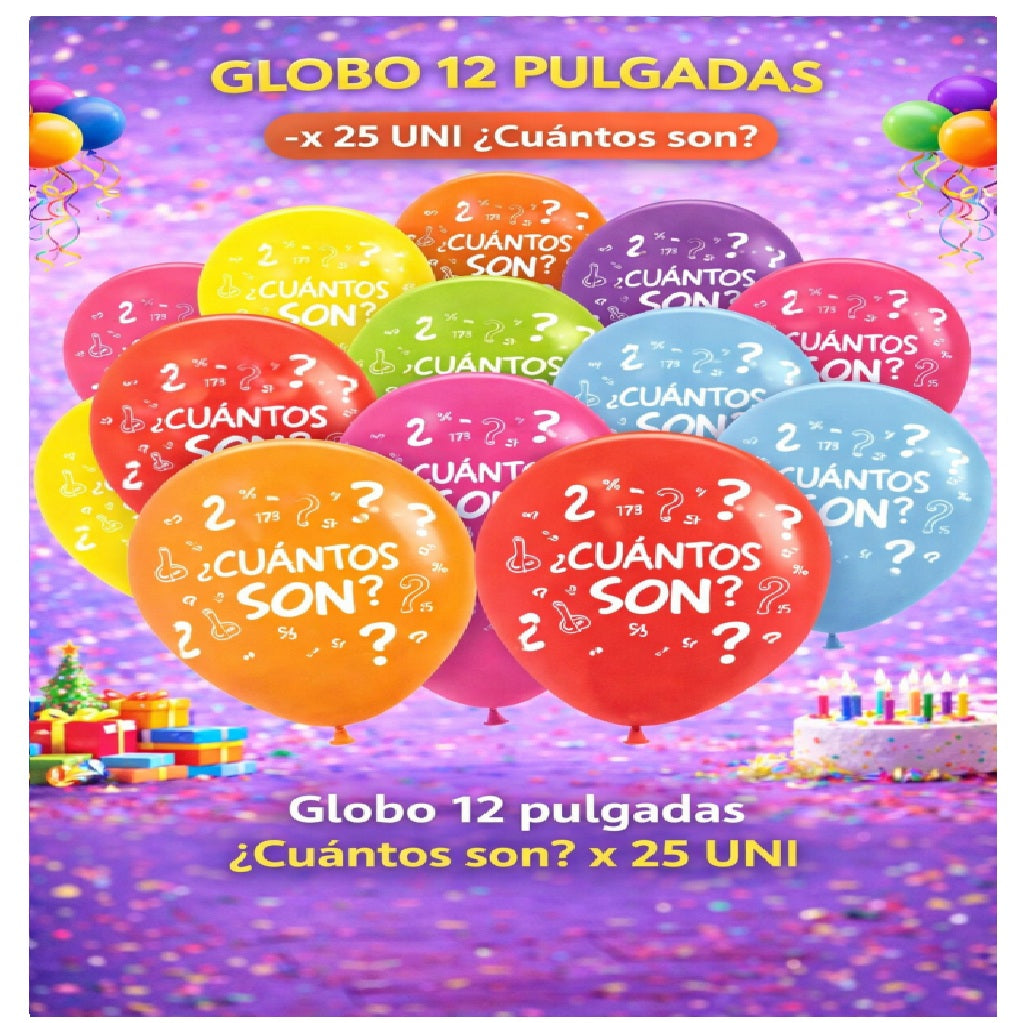 Globos 12" Colores Sólidos Impresos x 25 Und - Decoración Cumpleaños y Fiesta