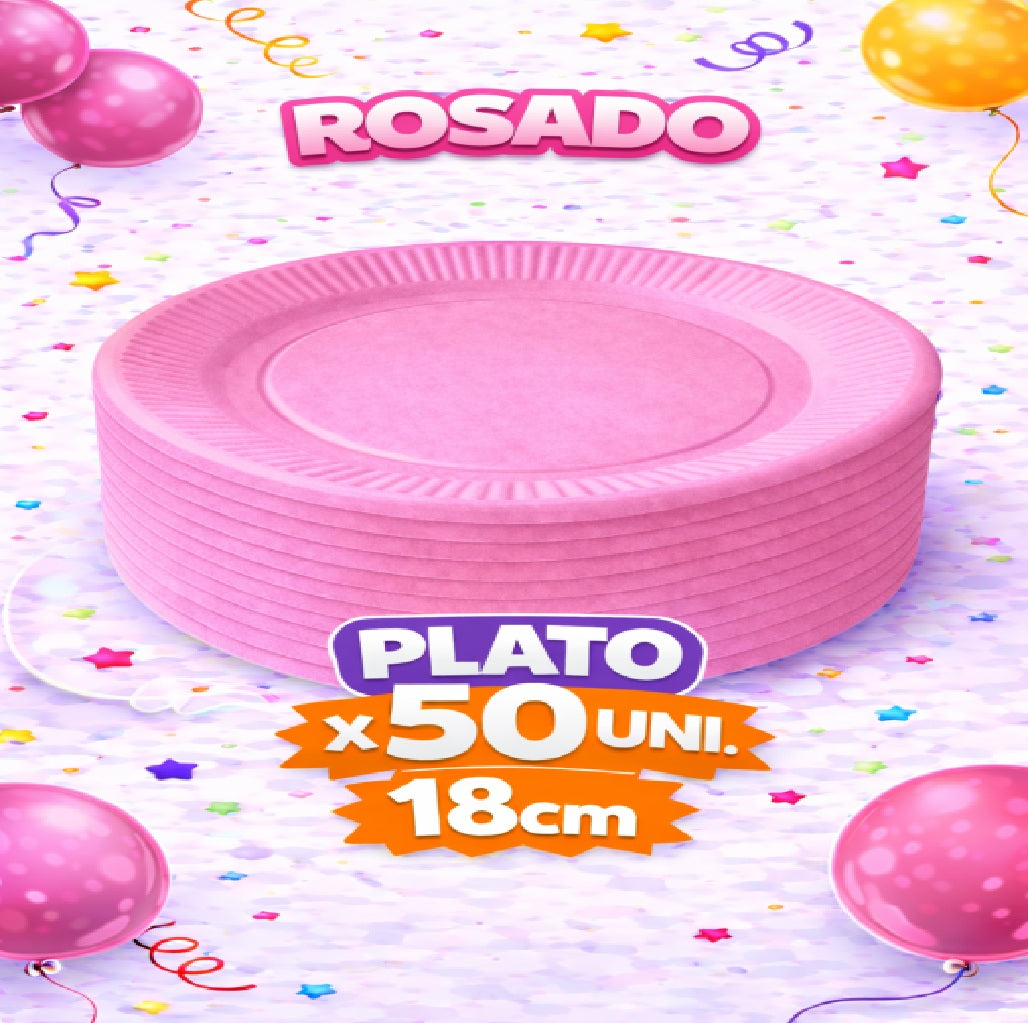 Plato Cartón Colores x 50 Unidades – Platos para Fiesta