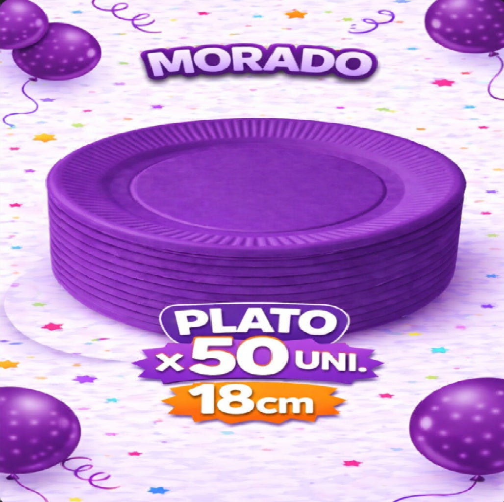 Plato Cartón Colores x 50 Unidades – Platos para Fiesta