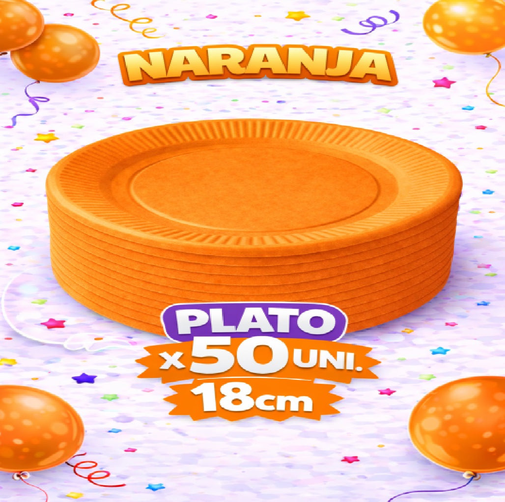 Plato Cartón Colores x 50 Unidades – Platos para Fiesta