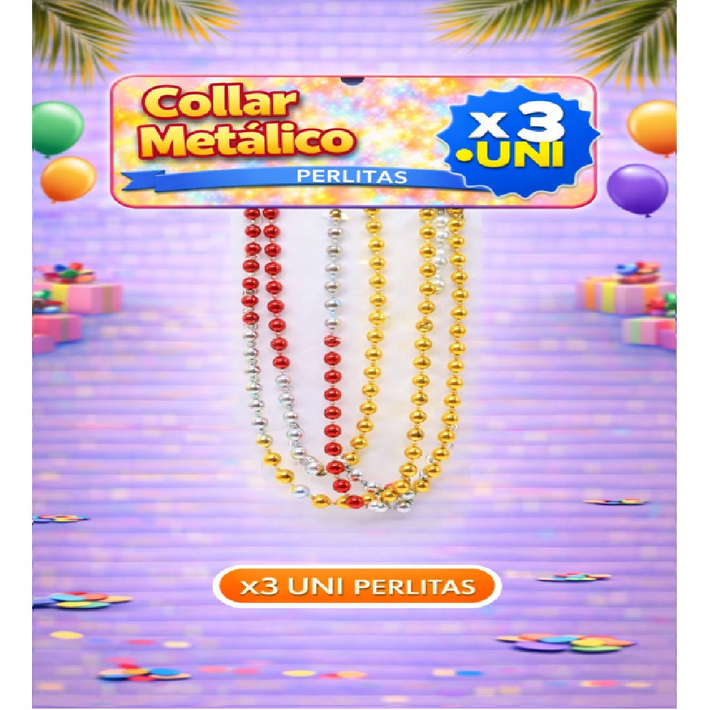 Collares Metálicos Variedades - Accesorio Fiesta y Cotillón