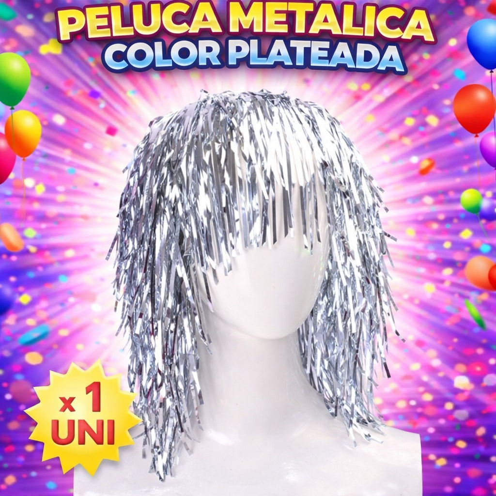 Pelucas Metálicas Colores - Peluca de Fiesta Brillante