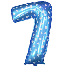Globo Número Foil Azul Polka con Corazones 26" – Decoración de Cumpleaños