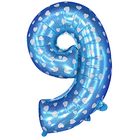 Globo Número Foil Azul Polka con Corazones 26" – Decoración de Cumpleaños