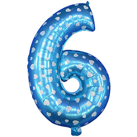 Globo Número Foil Azul Polka con Corazones 32" – Decoración de Cumpleaños