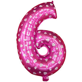 Globo Número Foil Rosa Polka con Corazones 32" – Decoración de Cumpleaños