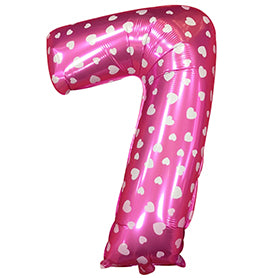 Globo Número Foil Rosa Polka con Corazones 32" – Decoración de Cumpleaños