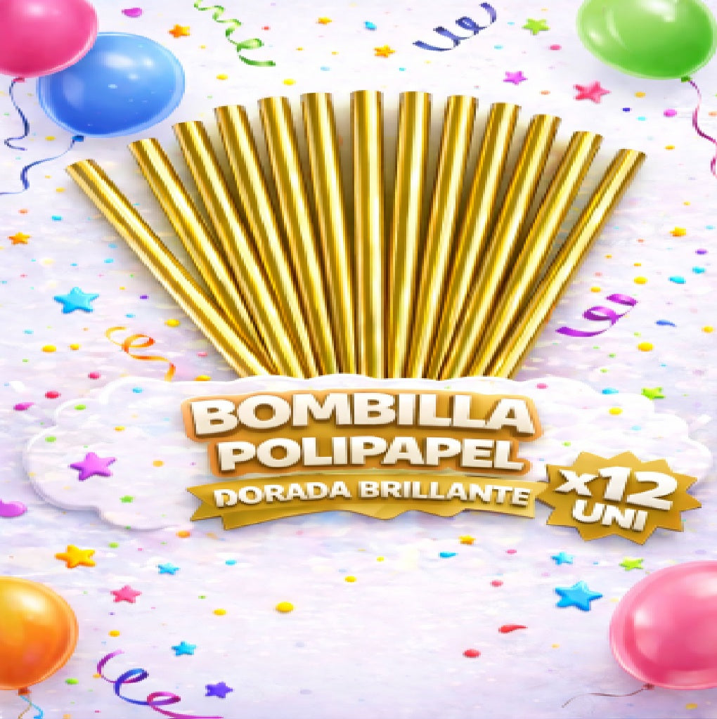 Bombillas Polipapel Brillantes x12 - Bombillas para Fiesta