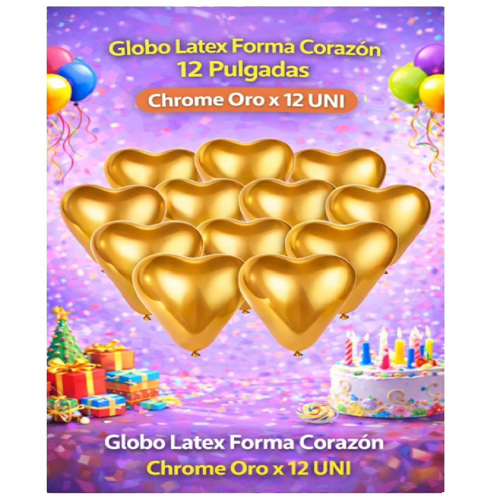 Globos Látex Chrome 12" x 12 – Globos Metálicos para Cumpleaños y Fiestas