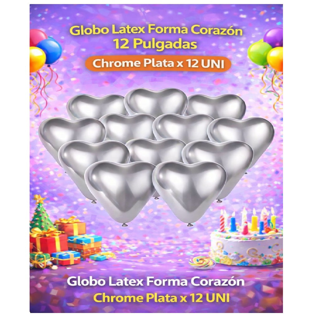 Globos Látex Chrome 12" x 12 – Globos Metálicos para Cumpleaños y Fiestas