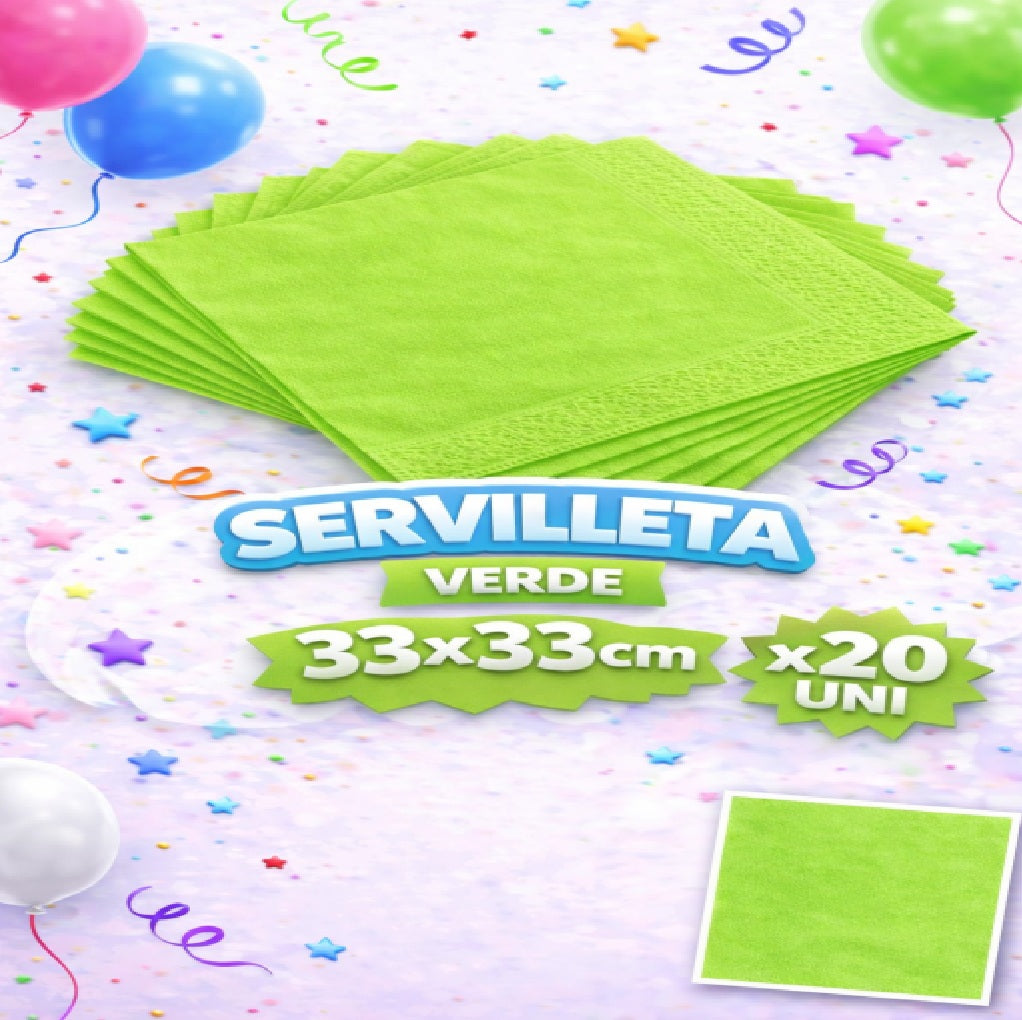 Servilleta Colores 33 x 33 cm x 20 Unidades – Servilletas para Fiesta
