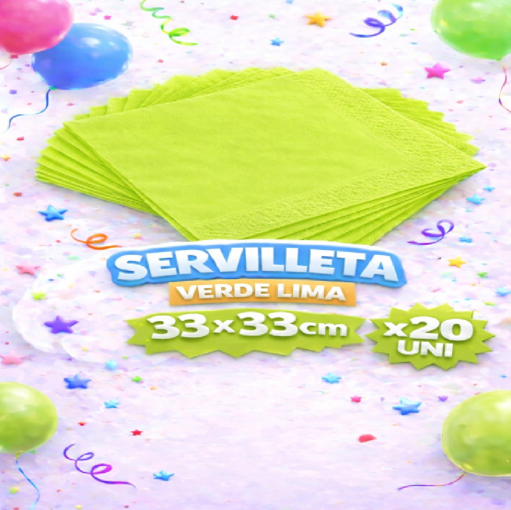 Servilleta Colores 33 x 33 cm x 20 Unidades – Servilletas para Fiesta