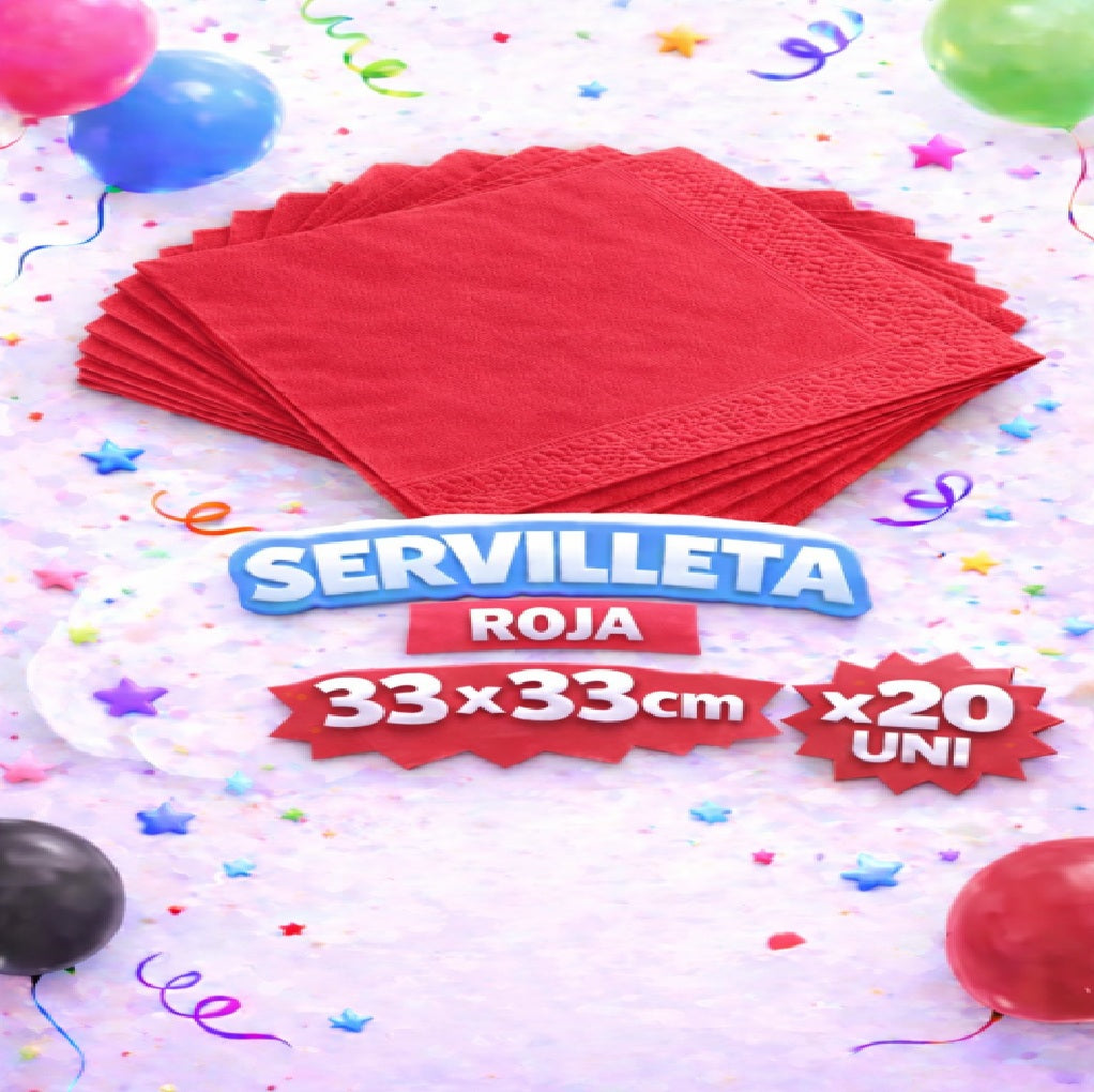 Servilleta Colores 33 x 33 cm x 20 Unidades – Servilletas para Fiesta