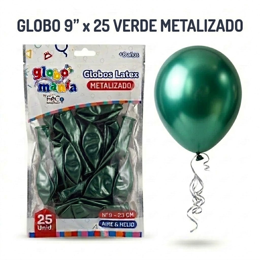 Globos 9 Pulgadas Metálicos x25 - Globos de Fiesta