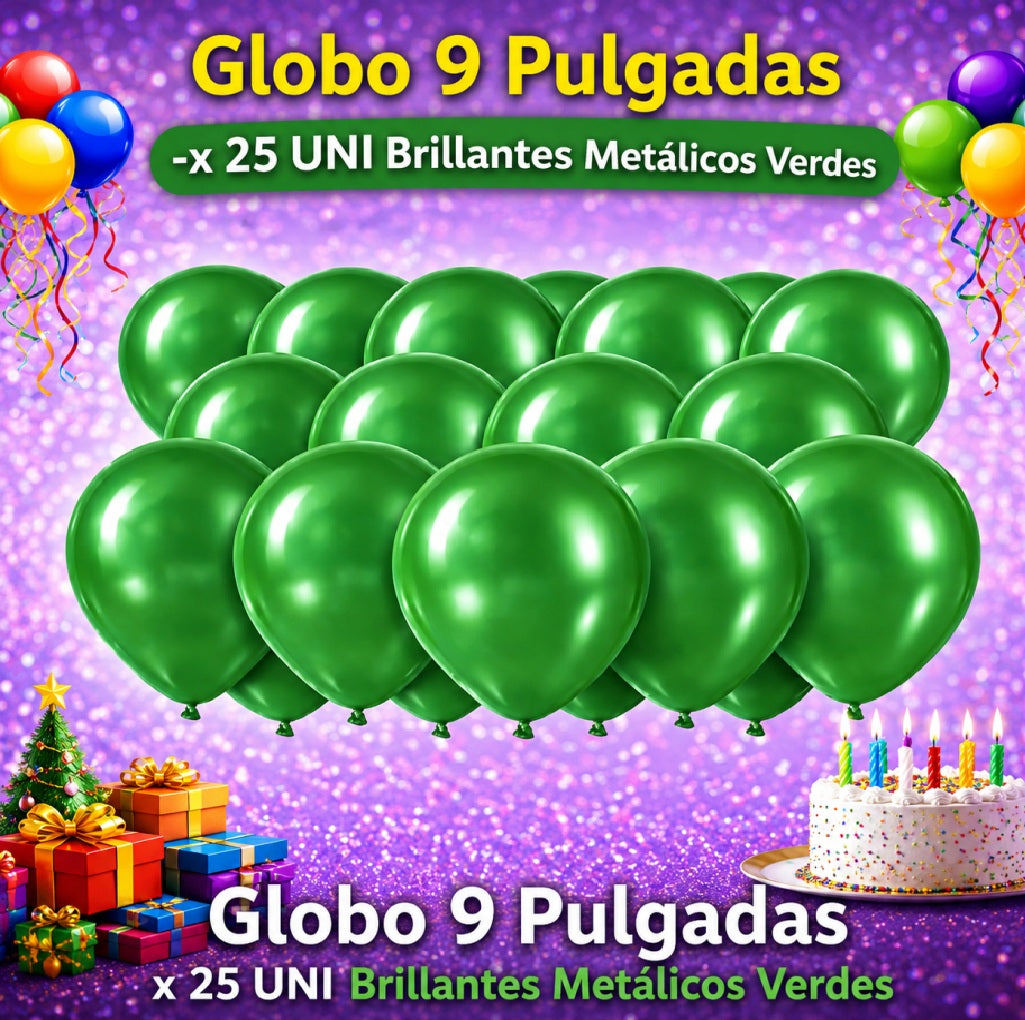Globos 9 Pulgadas Metálicos x25 - Globos de Fiesta