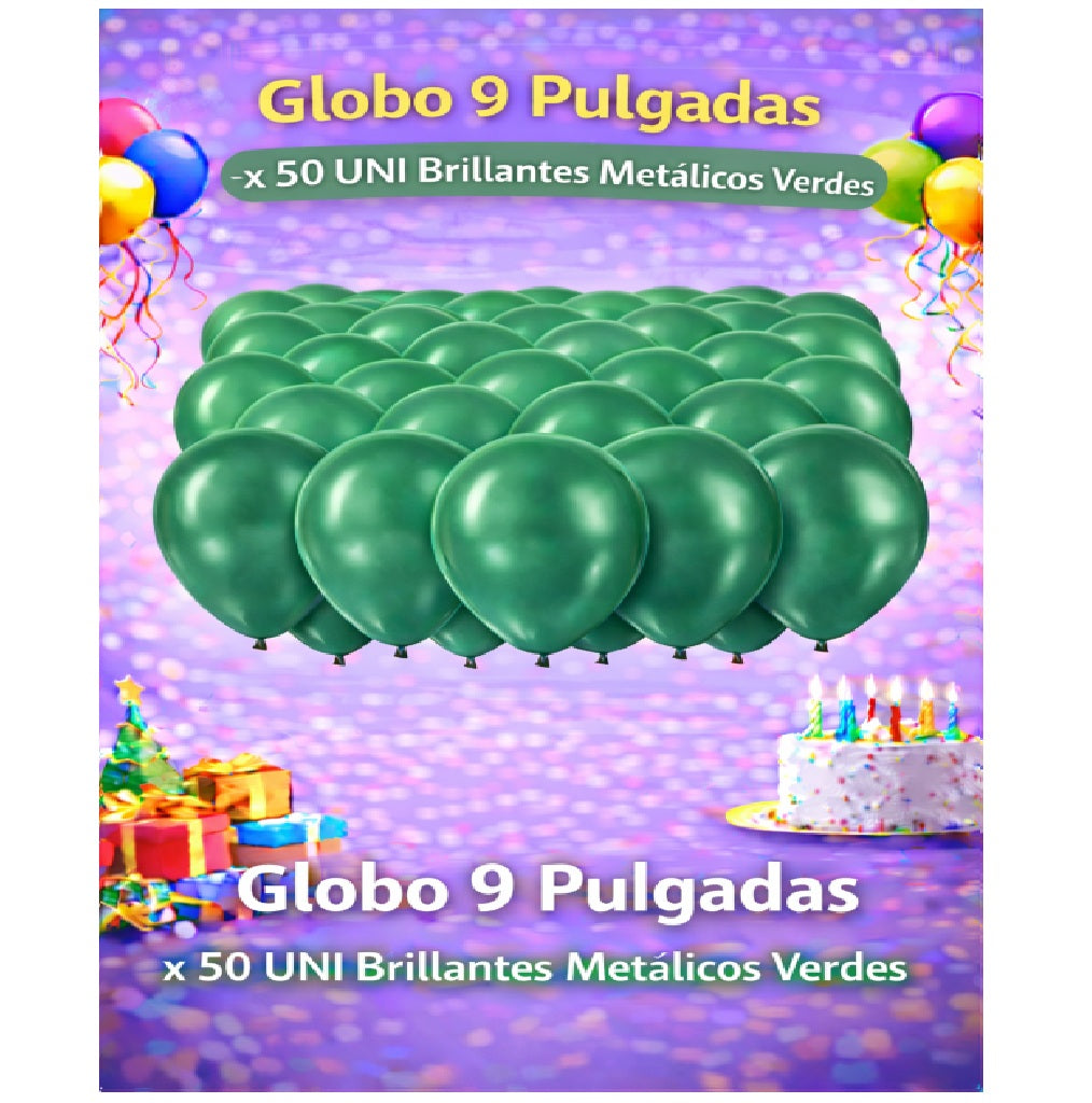 Globos 9 Pulgadas Metálicos x50 - Globos de Fiesta