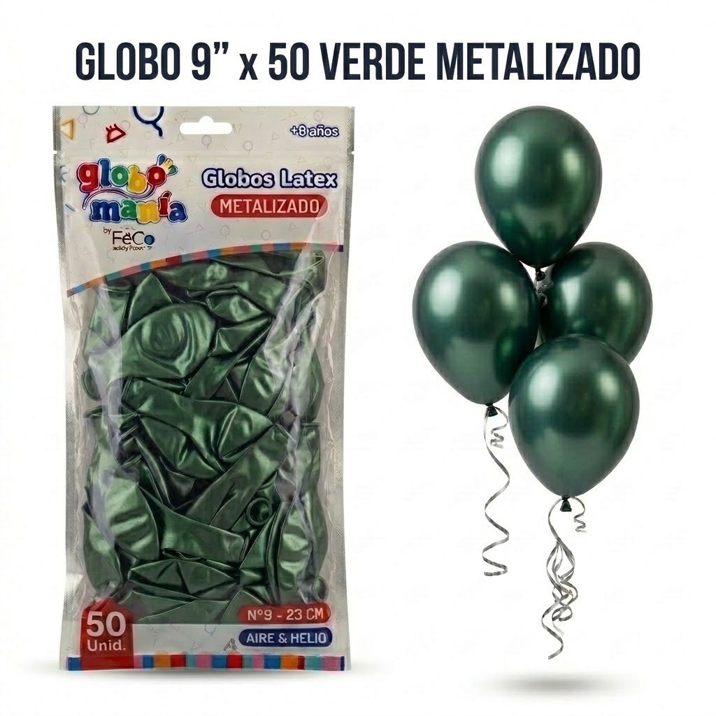 Globos 9 Pulgadas Metálicos x50 - Globos de Fiesta
