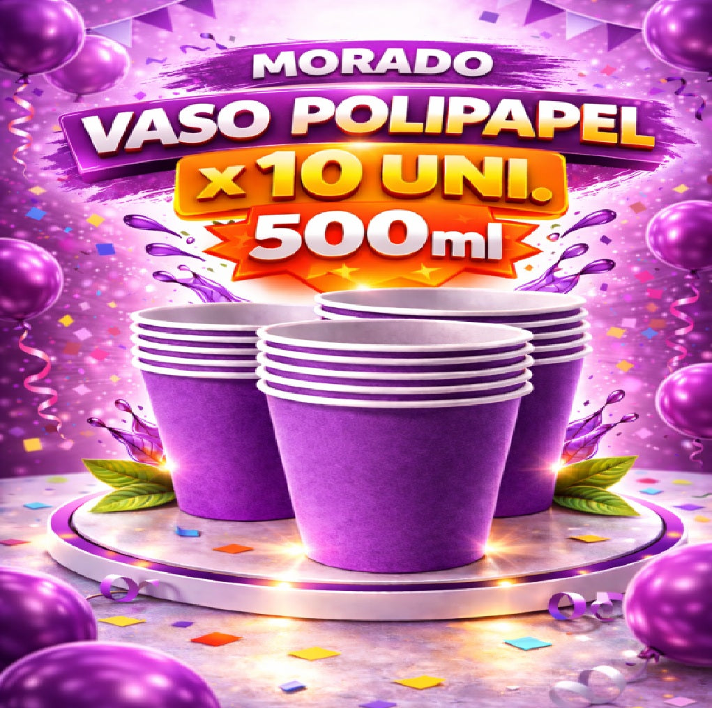 Vasos de Polipapel 500 ml x10 – Vasos Desechables para Fiesta