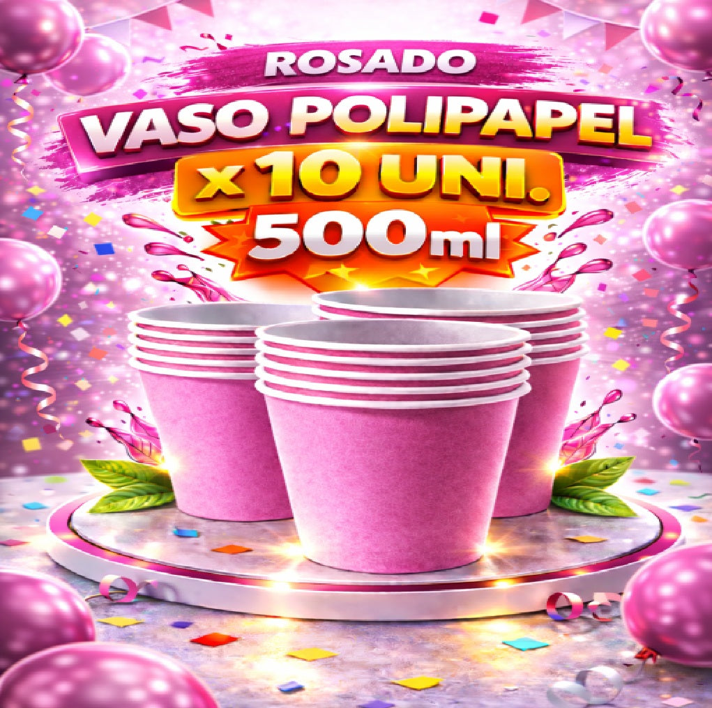 Vasos de Polipapel 500 ml x10 – Vasos Desechables para Fiesta