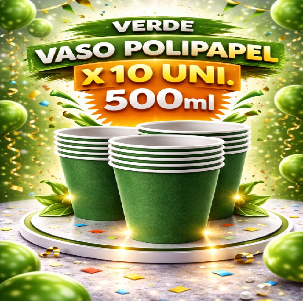 Vasos de Polipapel 500 ml x10 – Vasos Desechables para Fiesta