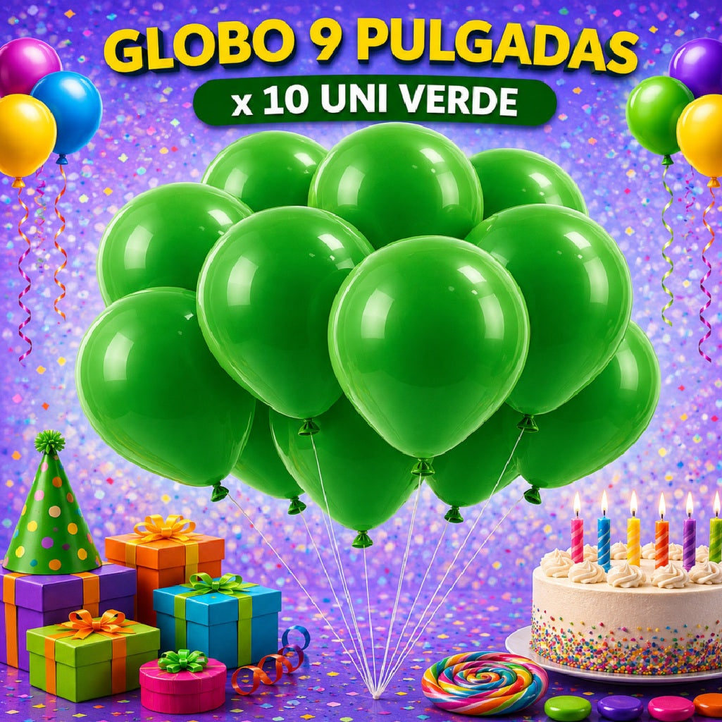 Globo 9" Colores Sólidos x10 - Globos de Látex para Decoración