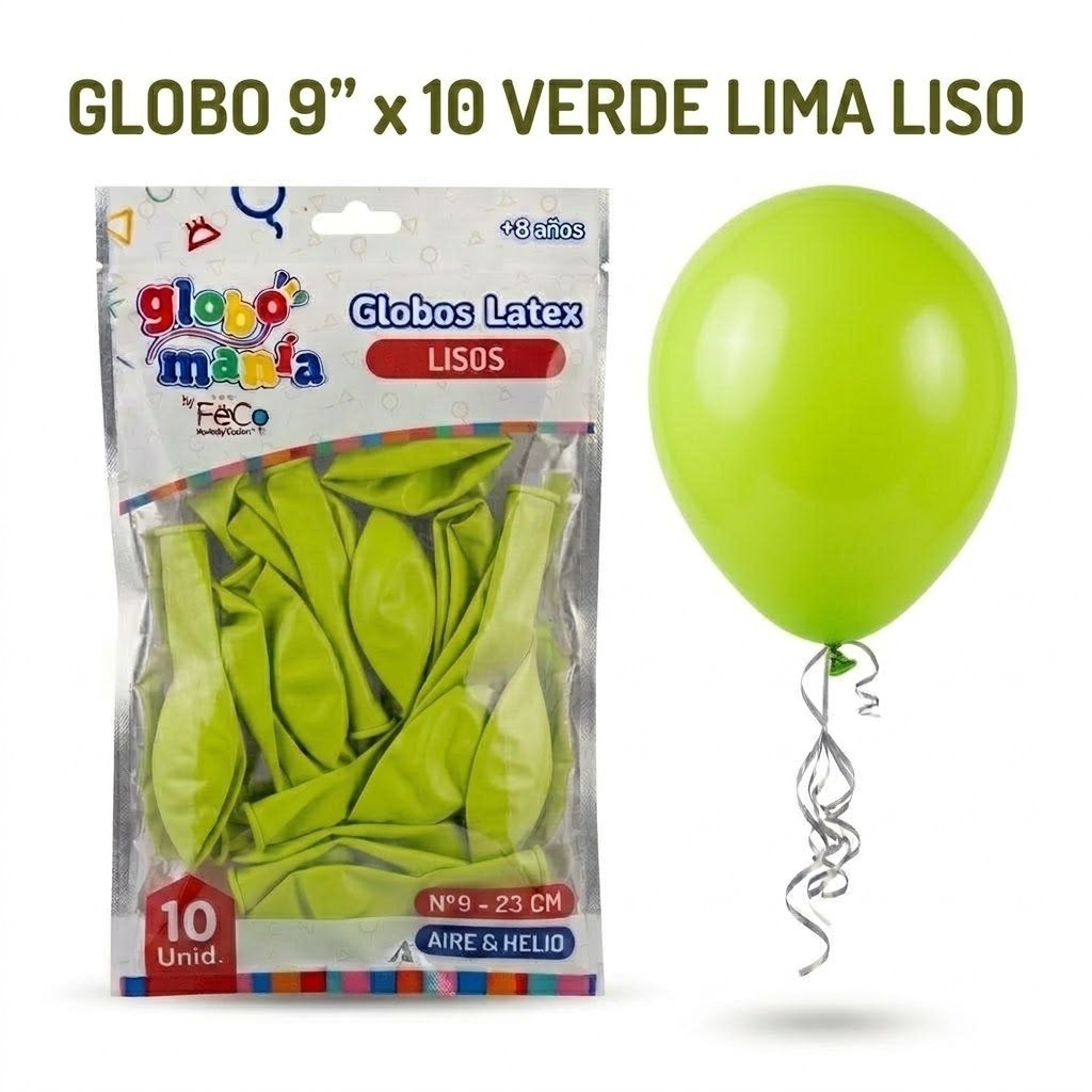 Globo 9" Colores Sólidos x10 - Globos de Látex para Decoración
