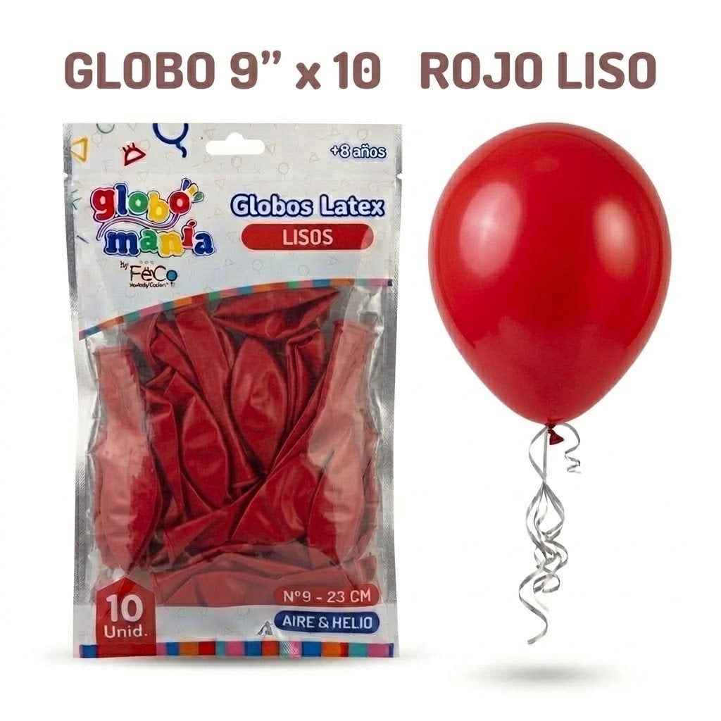 Globo 9" Colores Sólidos x10 - Globos de Látex para Decoración