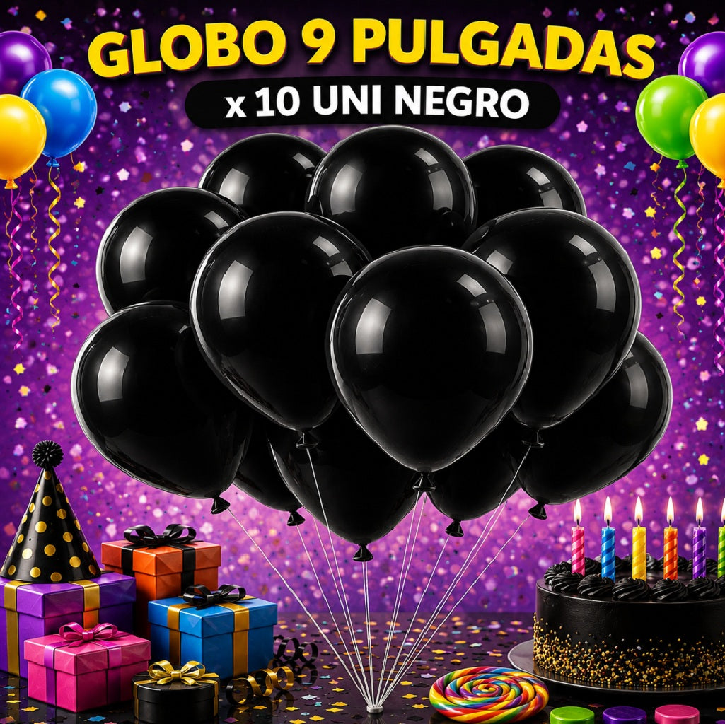 Globo 9" Colores Sólidos x10 - Globos de Látex para Decoración