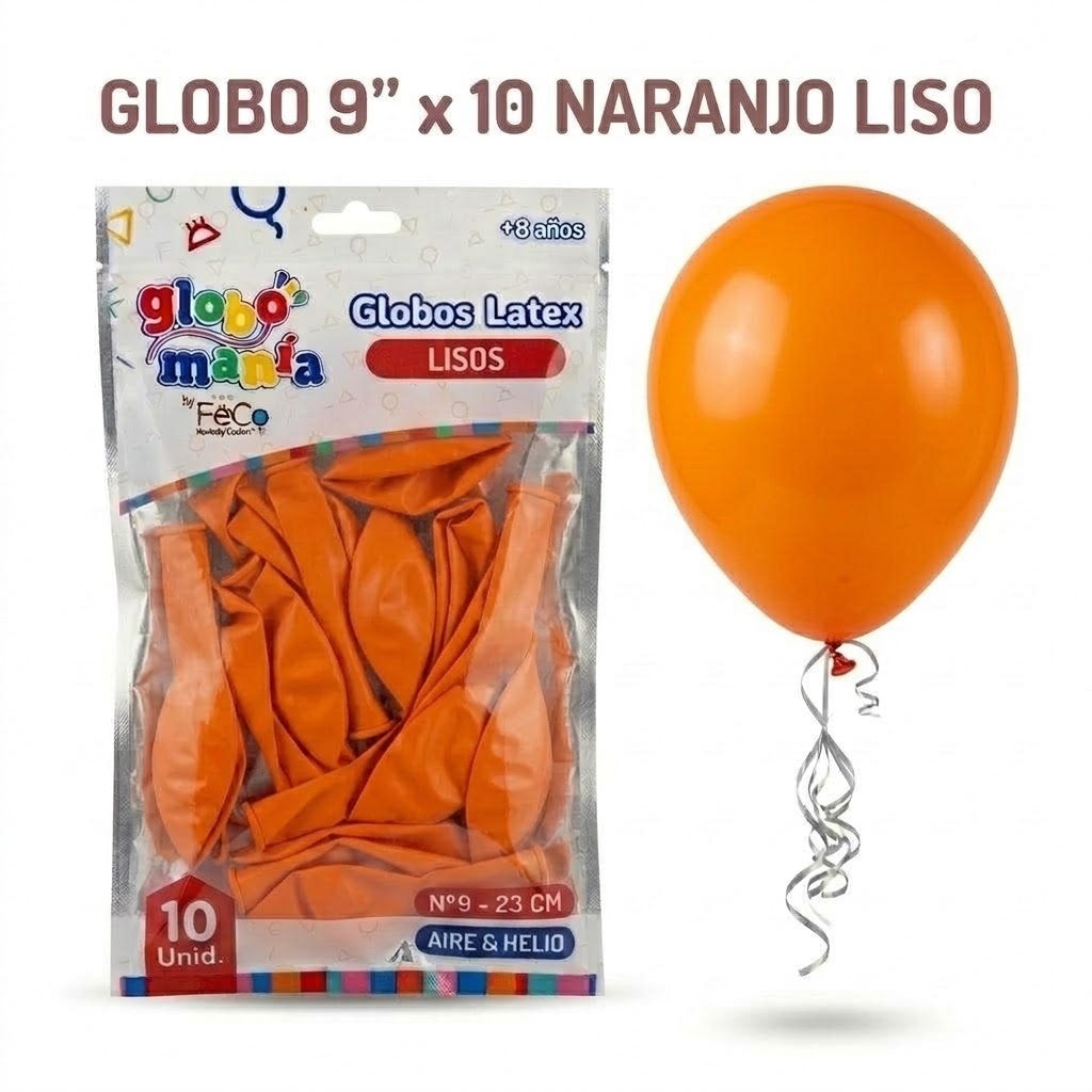 Globo 9" Colores Sólidos x10 - Globos de Látex para Decoración