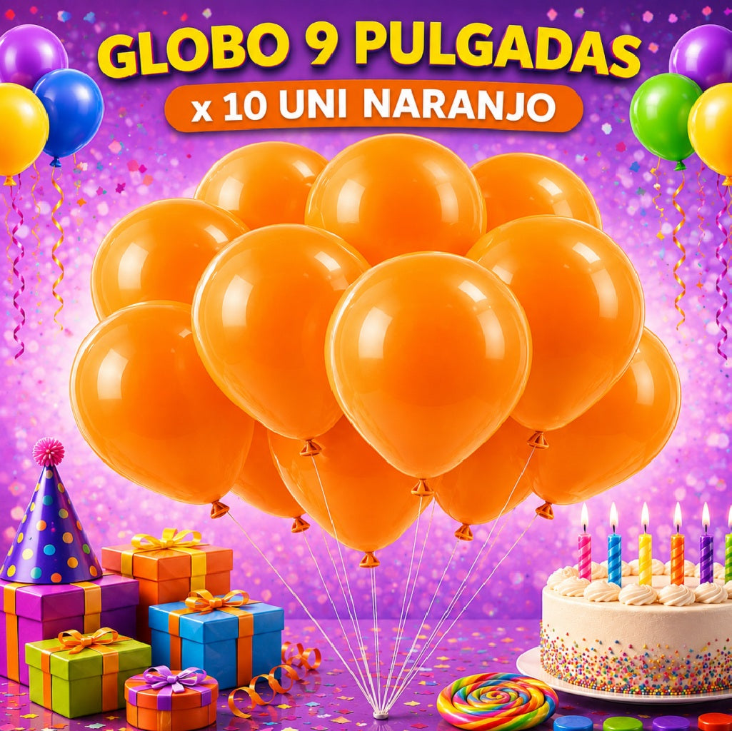 Globo 9" Colores Sólidos x10 - Globos de Látex para Decoración