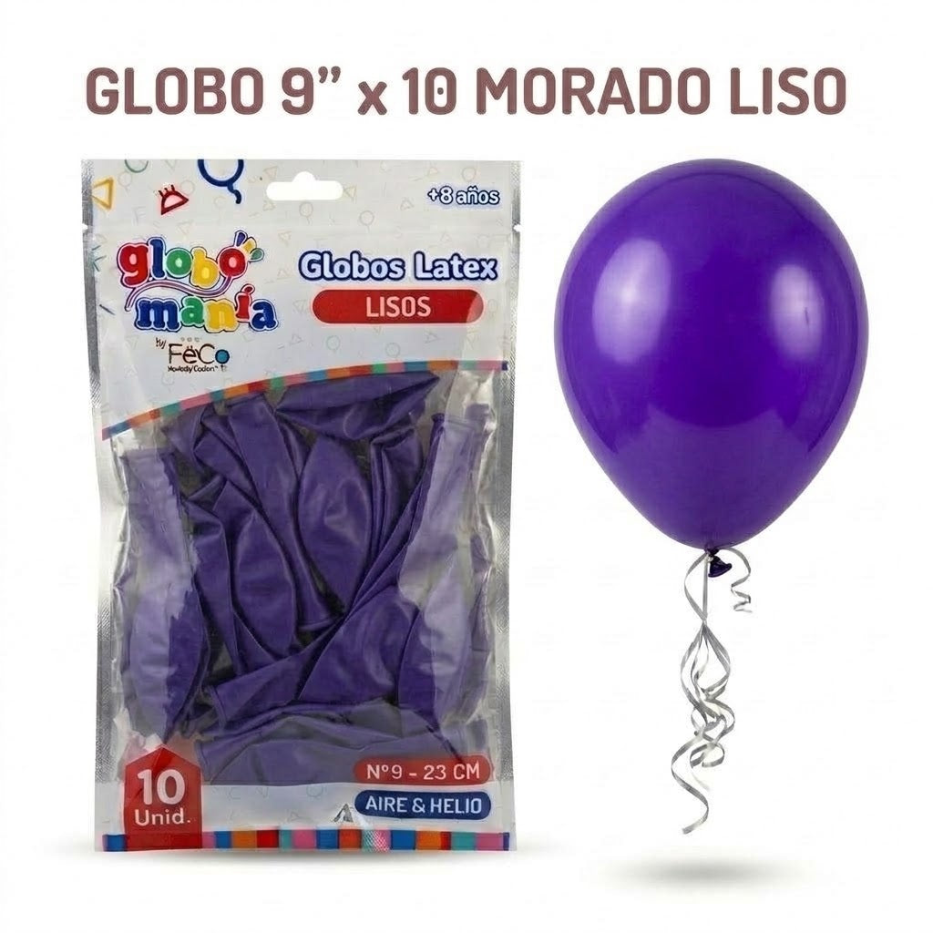 Globo 9" Colores Sólidos x10 - Globos de Látex para Decoración