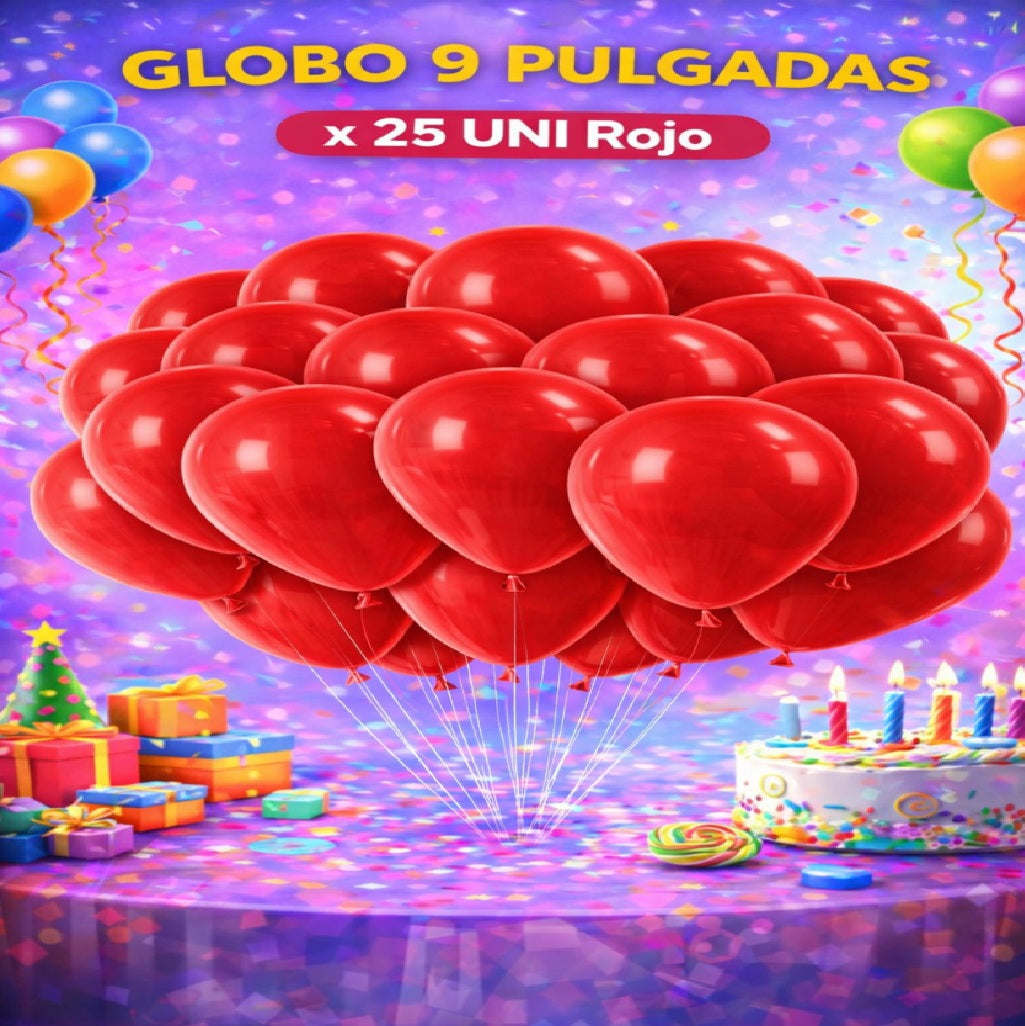 Globo 9" Colores Sólidos x25 - Globos de Látex para Decoración