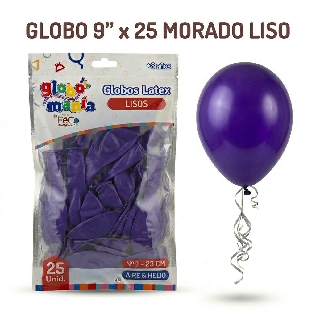 Globo 9" Colores Sólidos x25 - Globos de Látex para Decoración