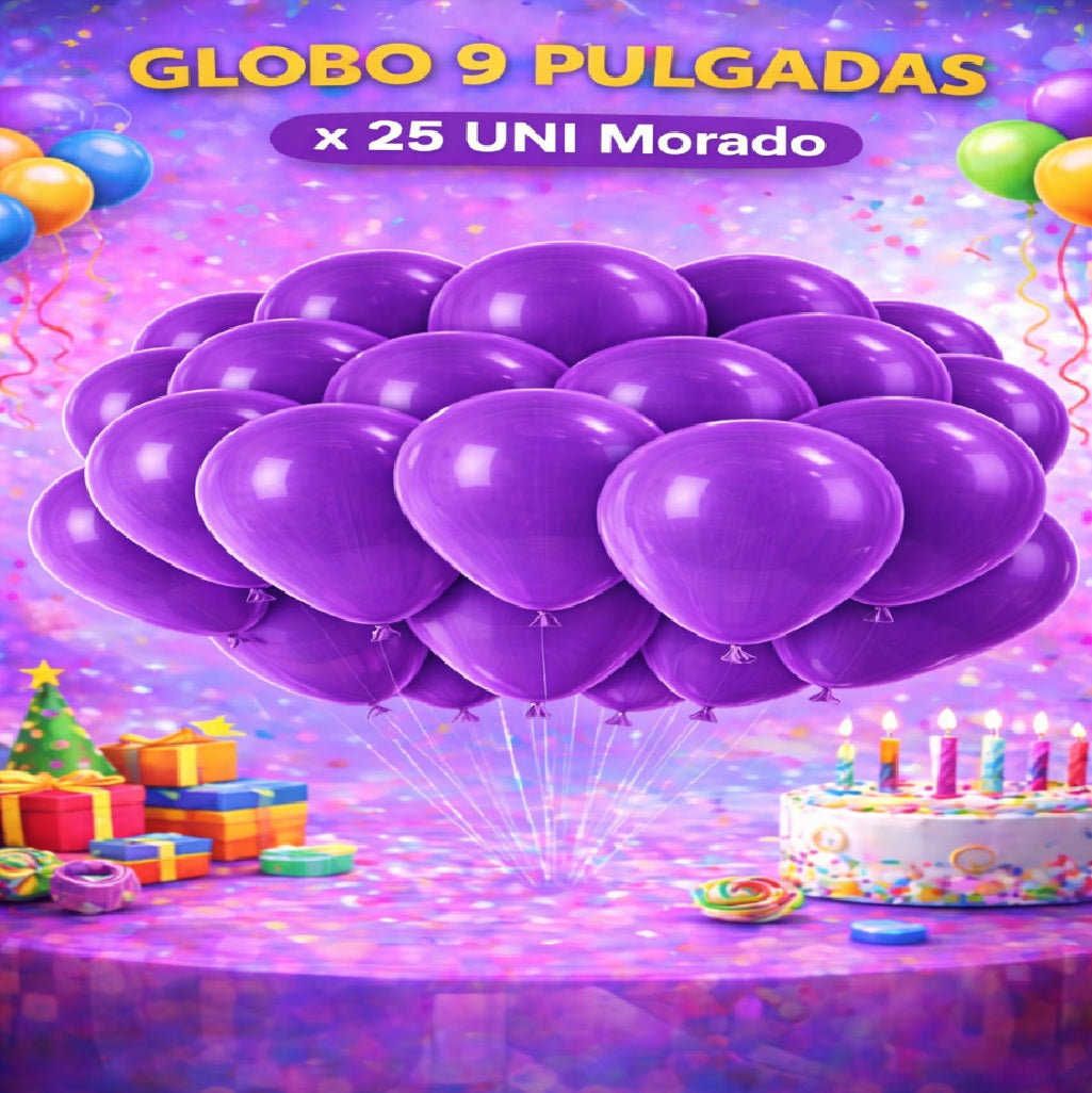 Globo 9" Colores Sólidos x25 - Globos de Látex para Decoración