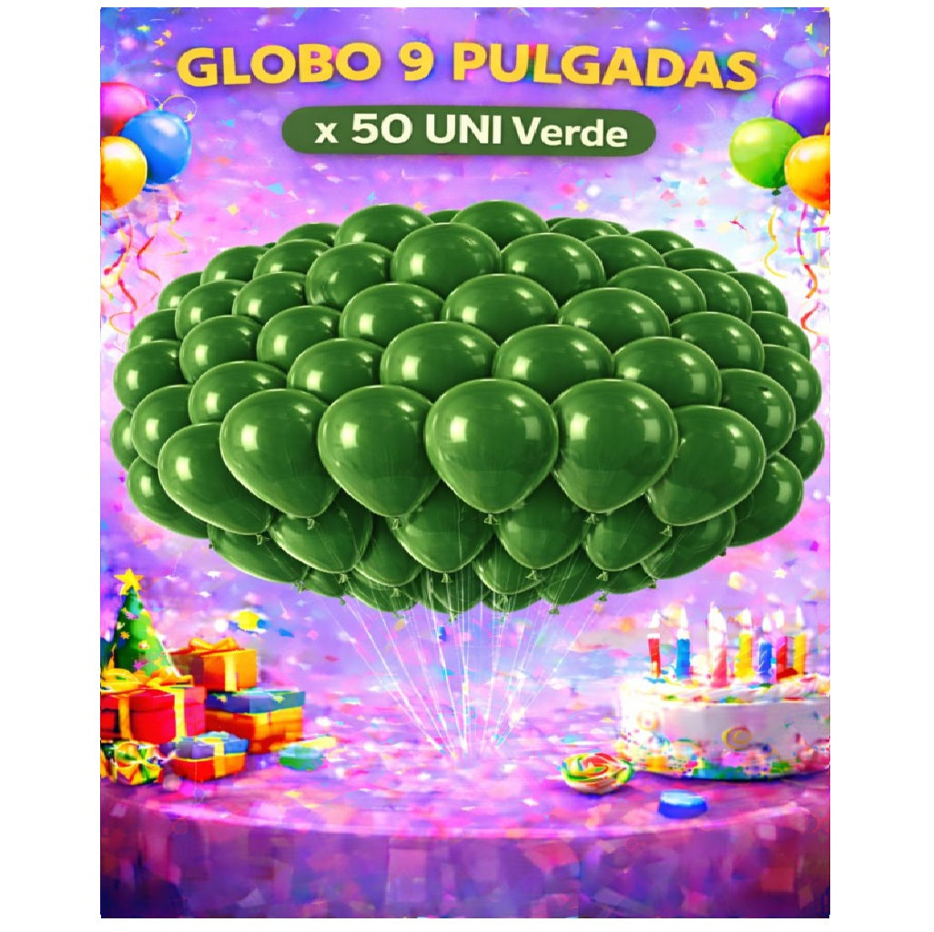 Globo 9" Colores Sólidos x50 - Globos de Látex para Decoración