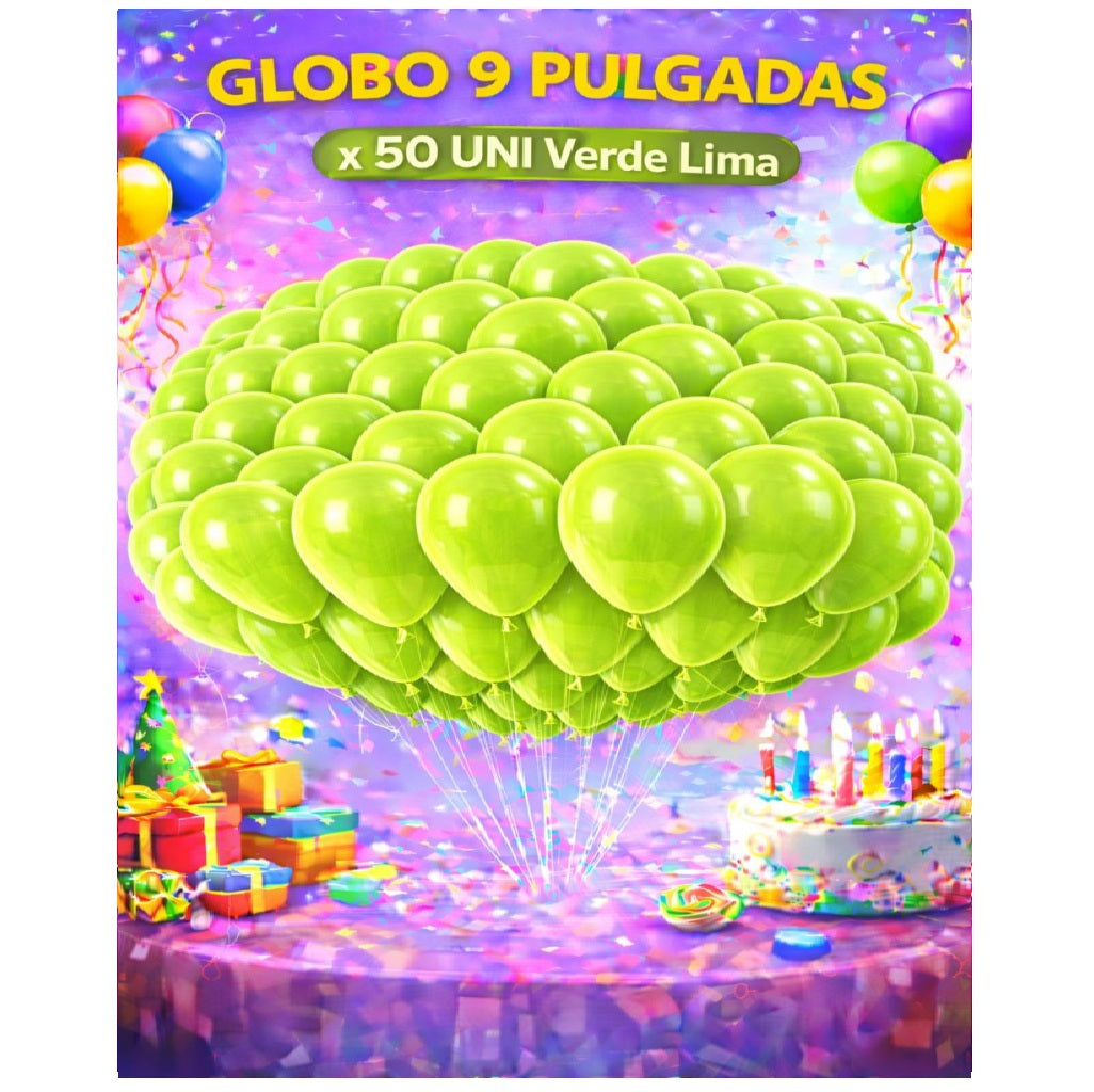 Globo 9" Colores Sólidos x50 - Globos de Látex para Decoración