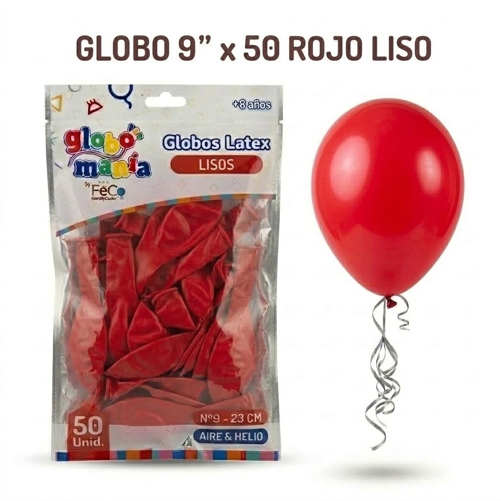 Globo 9" Colores Sólidos x50 - Globos de Látex para Decoración