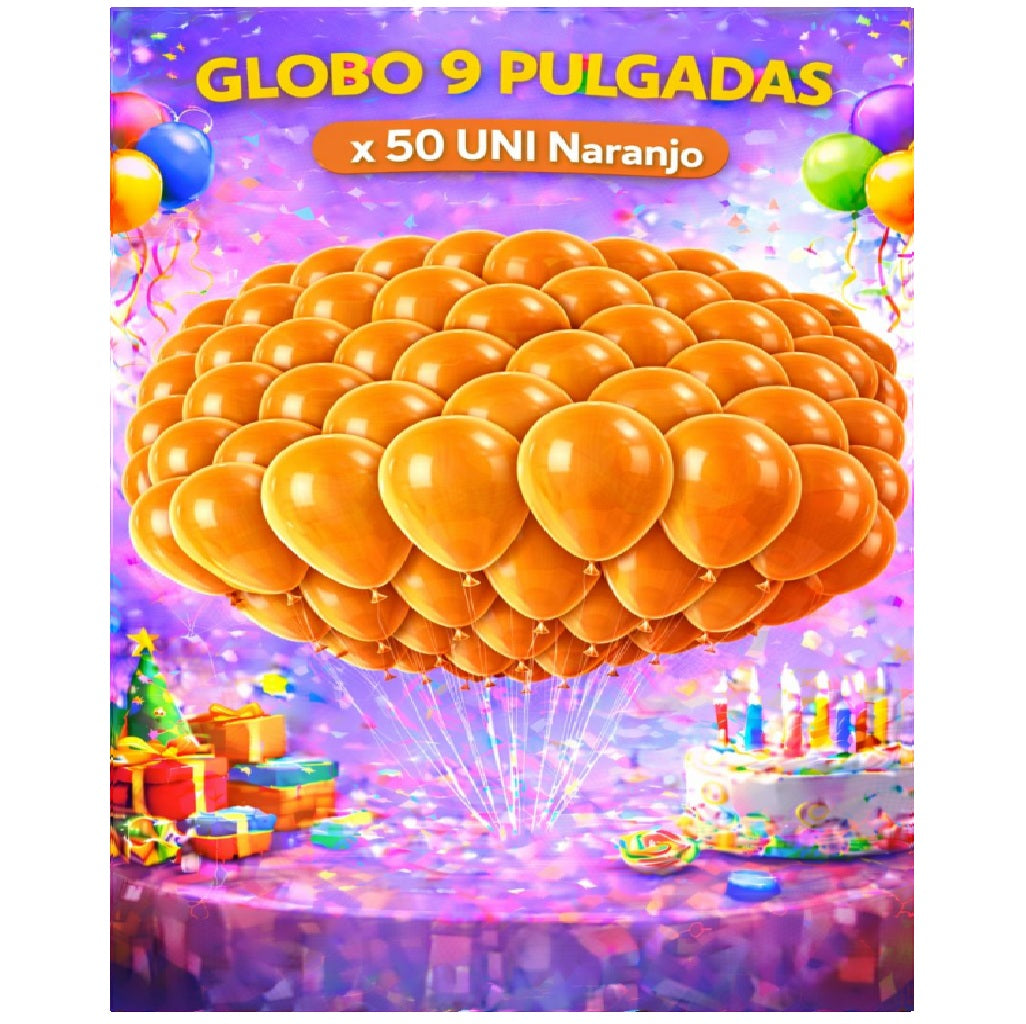 Globo 9" Colores Sólidos x50 - Globos de Látex para Decoración
