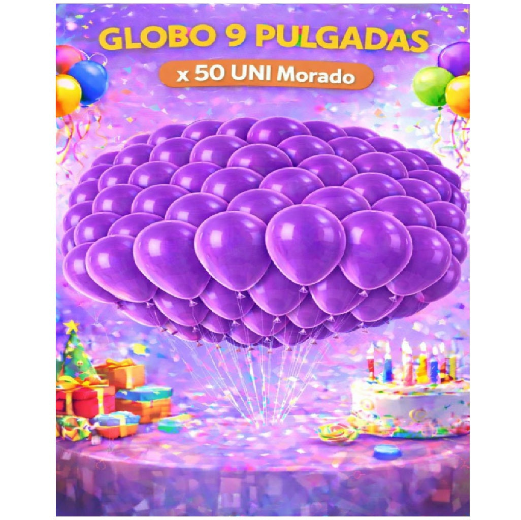 Globo 9" Colores Sólidos x50 - Globos de Látex para Decoración