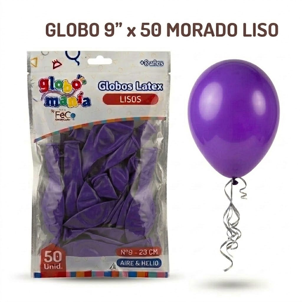 Globo 9" Colores Sólidos x50 - Globos de Látex para Decoración