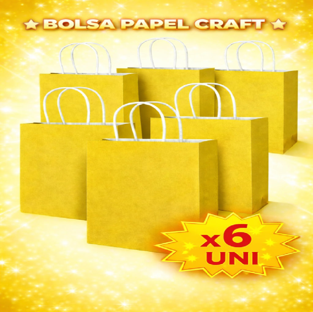 Bolsas de Papel Kraft Colores x6 - 27 x 21 x 11 cm