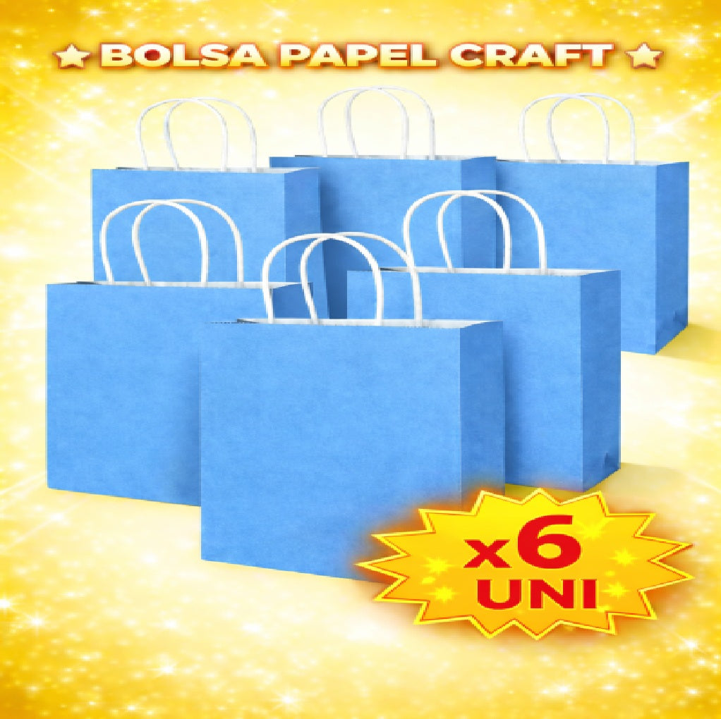 Bolsas de Papel Kraft Colores x6 - 27 x 21 x 11 cm