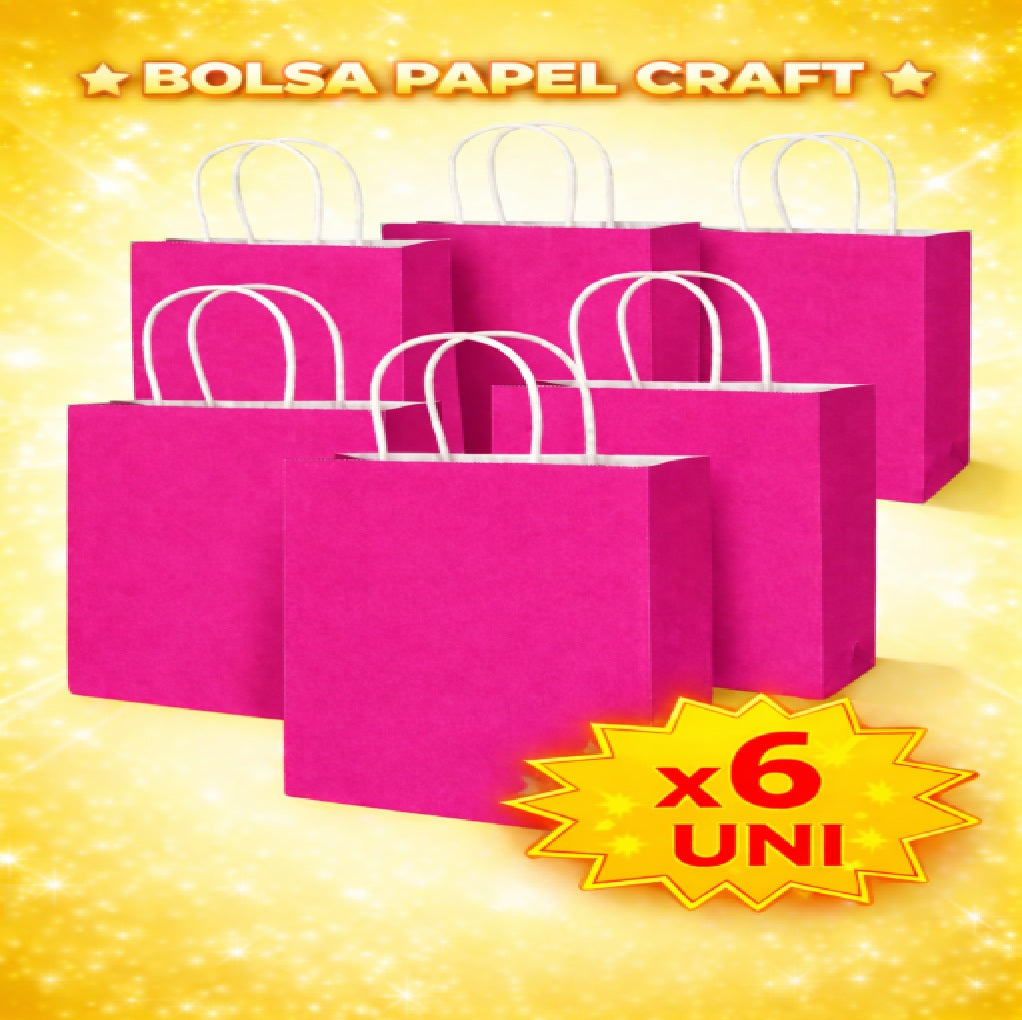 Bolsas de Papel Kraft Colores x6 - 27 x 21 x 11 cm