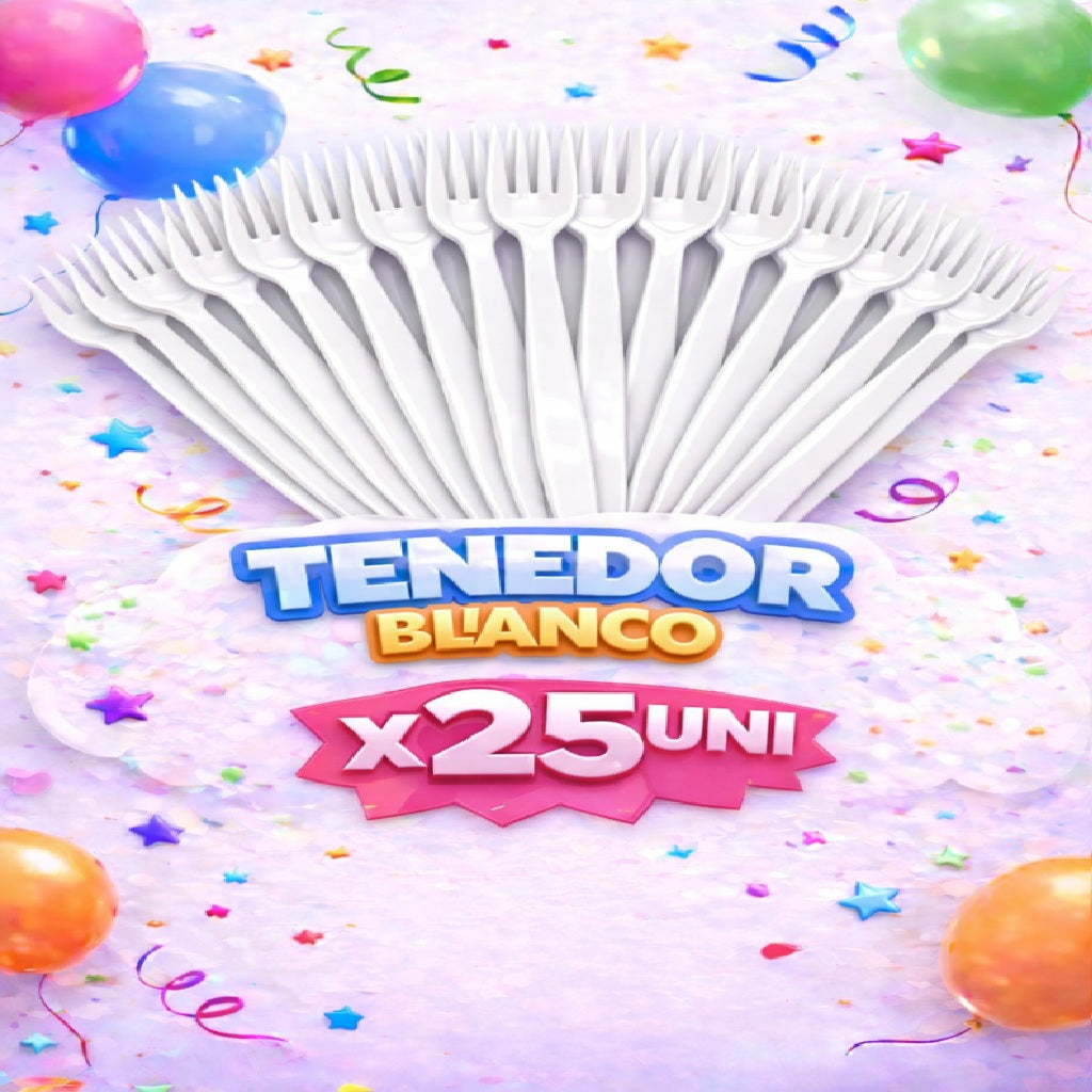 Tenedores Plásticos x 25 Unidades – Cubiertos para Cumpleaños y Fiestas