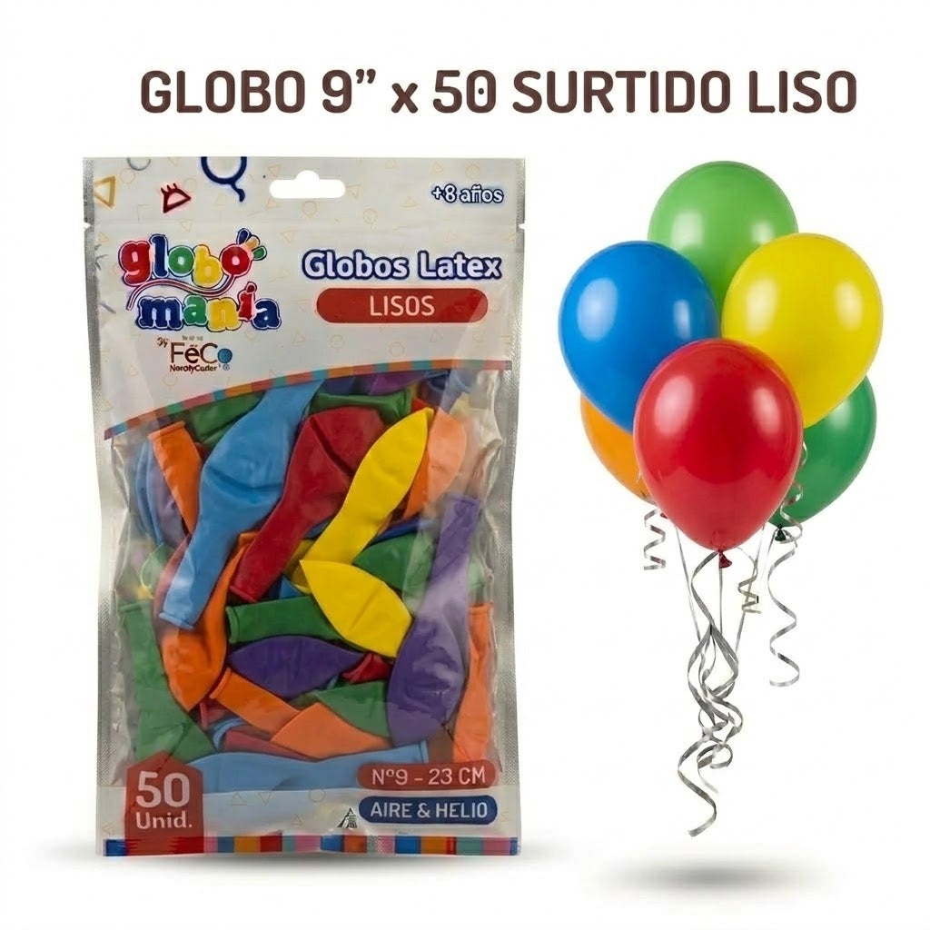 Globo 9" Colores Sólidos x50 - Globos de Látex para Decoración