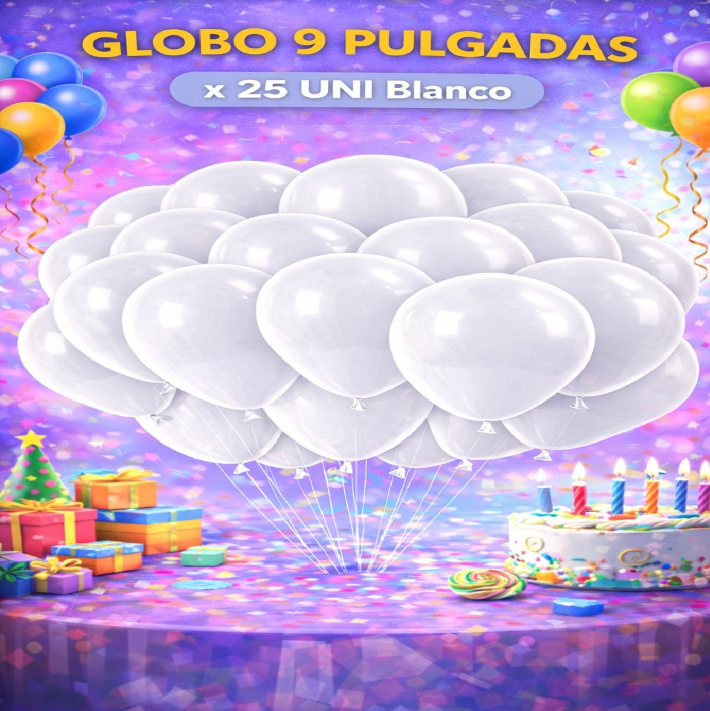Globo 9" Colores Sólidos x25 - Globos de Látex para Decoración